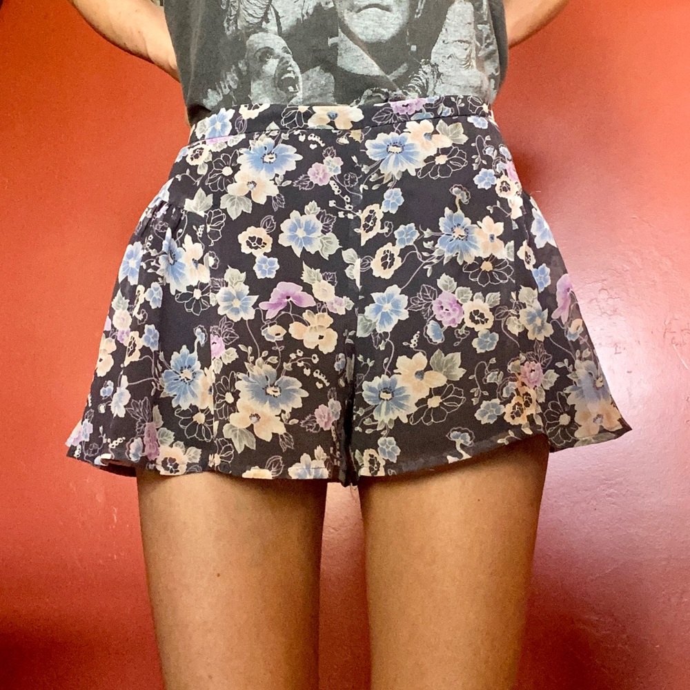Free People Blue Floral Shorts/Skirt - 0